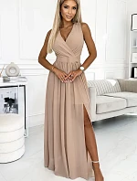 362-6 JUSTINE Dlhé šaty so srdiečkovým výstrihom a spodnou časťou - BEACH