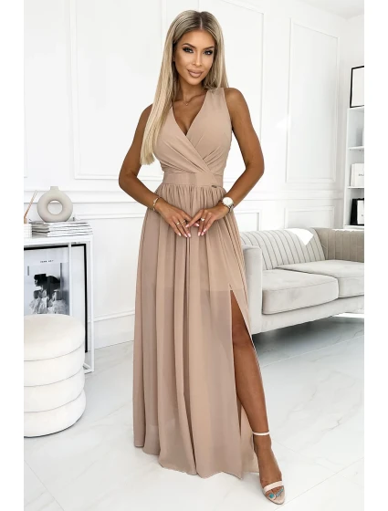 362-6 JUSTINE Dlhé šaty so srdiečkovým výstrihom a spodnou časťou - BEACH