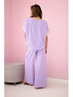 Viskózová súprava so zlatým lemovaním svetlo fialová