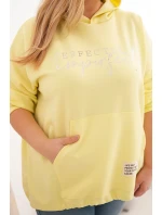 Dámska mikina s kapucňou a potlačou Plus Size Yellow