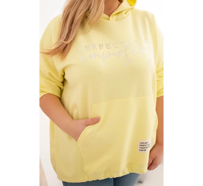 Dámska mikina s kapucňou a potlačou Plus Size Yellow