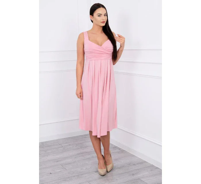 Šaty so širokými ramienkami púdrovo ružové