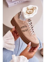 Zazoo N1068S4 Damskie Zamszowe Sneakersy Na Platformie Panterka Różowe