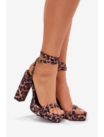 Sandały Damskie Na Słupku Z Paseczkiem Panterka Fevenne