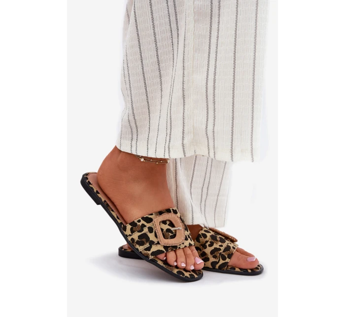 Płaskie Klapki Damskie Z Ozdobną Klamrą Panterka Clariola Płaskie Klapki Damskie Z Ozdobną Klamrą Panterka Clariola