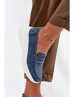 Dámské mokasíny z přírodního semiše na platformě Vinceza 79626 tmavě modré