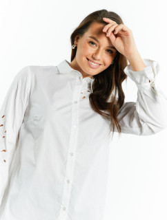 Monnari Blúzky Dámske tričko s ažurovou výšivkou Biela