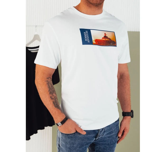 Pánské bílé tričko s potiskem Dstreet model 21975026 - FashionStreet
