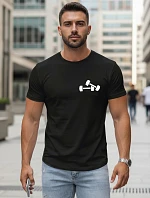 Pánske bavlnené tričko s minimalistickou potlačou čierne FashionStreet NX5086R
