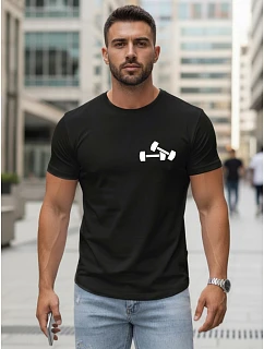 Pánske tričko s minimalistickou potlačou čierne FashionStreet NX5086R