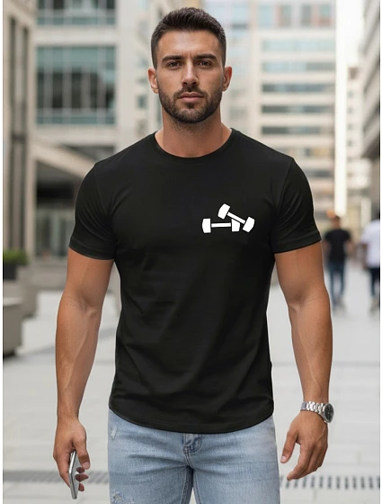 Pánske tričko s minimalistickou potlačou čierne FashionStreet NX5086R