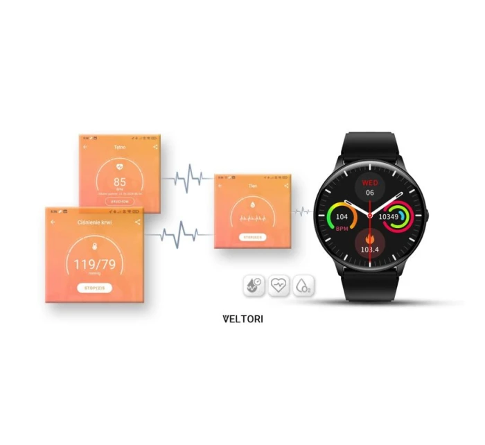 VELTORI VT160-1 Smartwatch Čierny silikónový remienok