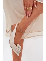 Kožené Elegantní Lodičky Na Podpatku Béžové model 21686772 - CheBello