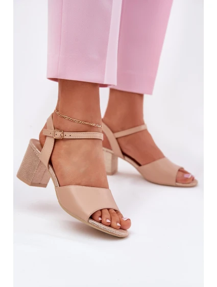 Sandały Damskie Na Słupku Vinceza 20275 Beżowe