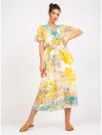 Šaty DHJ SK 15967 1.01P biela a žltá