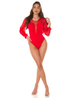 Sexy Koucla Body with Mesh Insert and Balloon Sleeves
