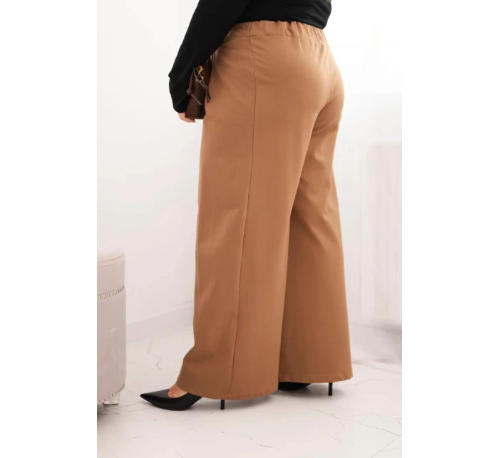 Dámske Plus veľkosť široké nohavice s ťavou plisé