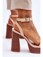 Kožené Sandály Na model 21620454 Platformě Béžové Marina - Boto