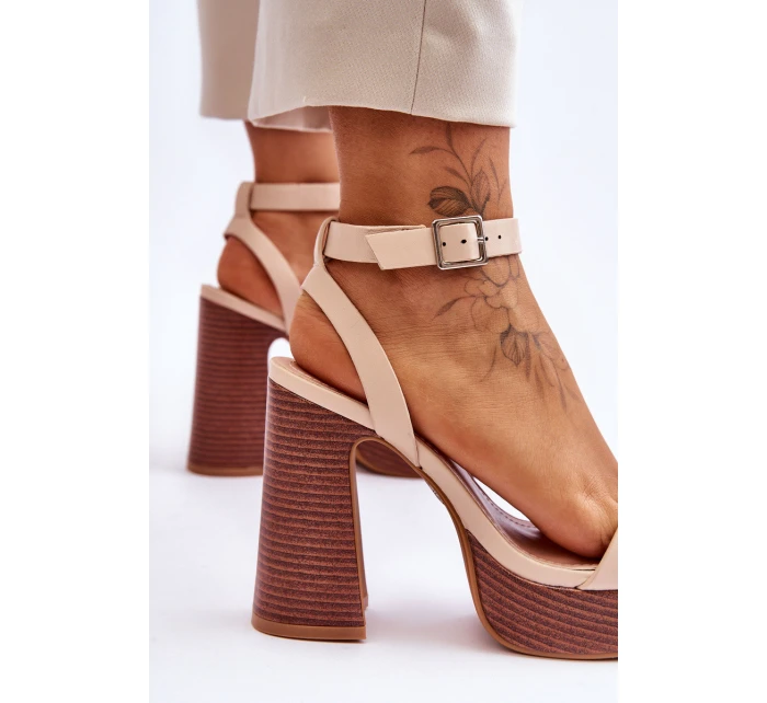 Kožené Sandály Na model 21620454 Platformě Béžové Marina - Boto