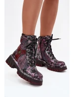 Kožené workery dámské model 21714221 bordó - Maciejka