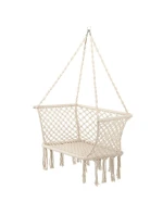 ZÁVESNÉ SEDADLO HAMMOCK Čapí hniezdo 78x64CM ECRU