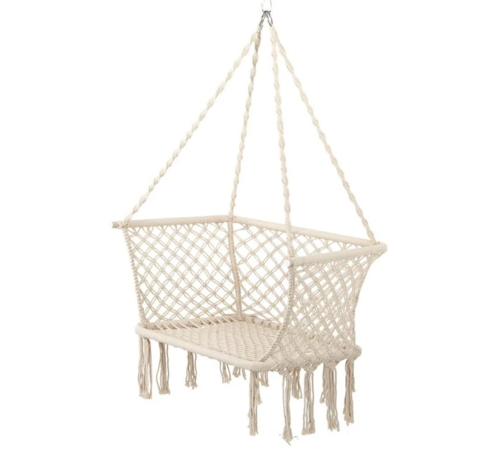 ZÁVESNÉ SEDADLO HAMMOCK Čapí hniezdo 78x64CM ECRU