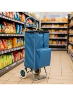 NÁKUPNÁ TAŠKA NA KOLIESKACH S RÁMOM 40L MODRÁ