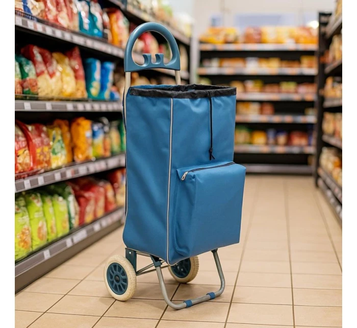 NÁKUPNÁ TAŠKA NA KOLIESKACH S RÁMOM 40L MODRÁ