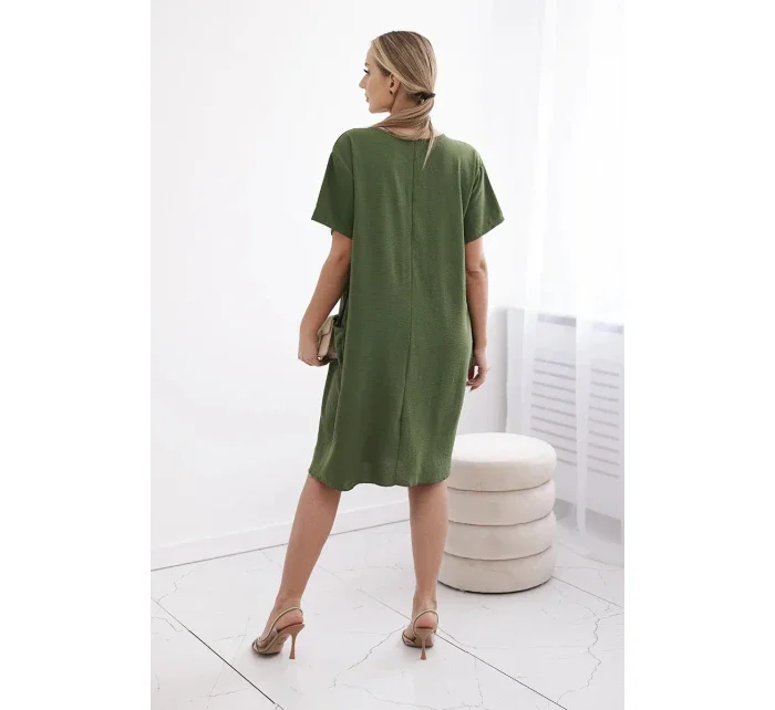 Šaty s vreckami a príveskom tmavej mentolovej farby