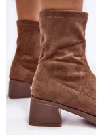 Botki Damskie Na Niskim Obcasie Brązowe Aphroteia