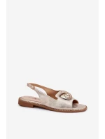 Połyskujące Sandały Damskie Z Ozdobą S.Barski KV51-006 Złote