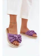 Klapki Damskie Na Platformie Z Plecionką I Kokardką Fioletowe Alpireda Klapki Damskie Na Platformie Z Plecionką I Kokardką Fioletowe Alpireda