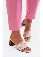 Dámské lodičky na podpatku s pásky Eko semiš Béžové Corivelle Dámské lodičky na podpatku s pásky Eko semiš Béžové Corivelle