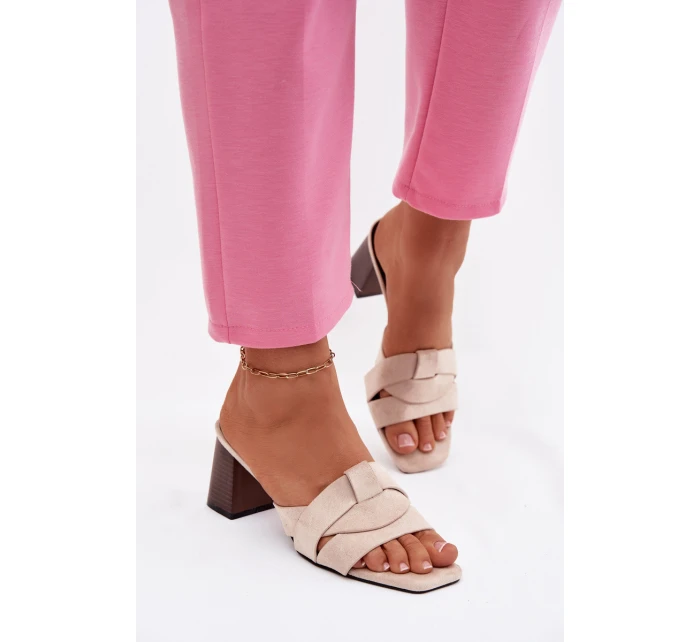 Dámské lodičky na podpatku s pásky Eko semiš Béžové Corivelle Dámské lodičky na podpatku s pásky Eko semiš Béžové Corivelle