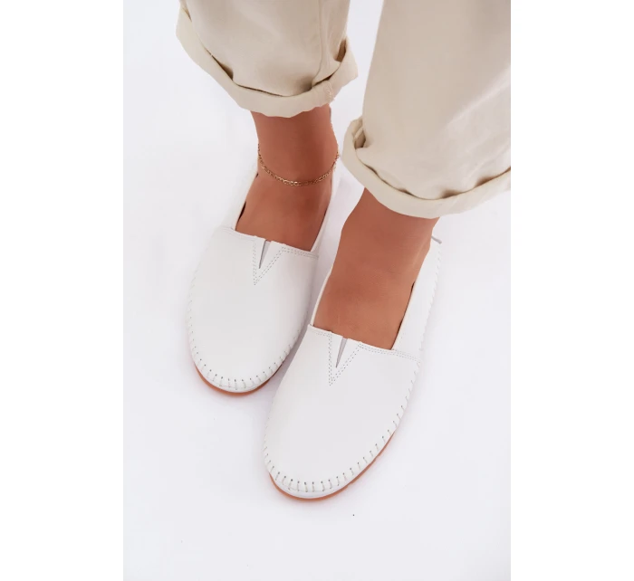 Kožené dámské polobotky model 22013910 Bílé - S.Barski Kožené dámské polobotky model 22013910 Bílé - S.Barski