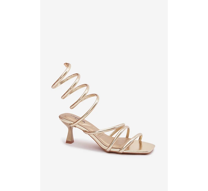 Dámské sandály na podpatku s pásky Zlaté Samara