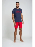 Pyžamo Oxford 38285-59X tmavo modrá a červená - Henderson