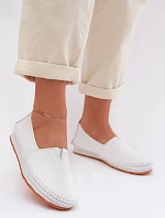 Dámske kožené poltopánky LR61-7051 white - S.Barski