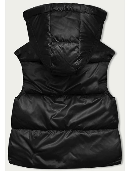 Krátká černá dámská vesta s kapucí model 18857327 - S'WEST