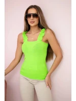 Halenka bez ramínek s volánky zelená neonová Halenka bez ramínek s volánky zelená neonová