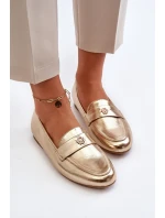 Dámské mokasíny na ploché podrážce zlaté model 21653969 - EVENTO