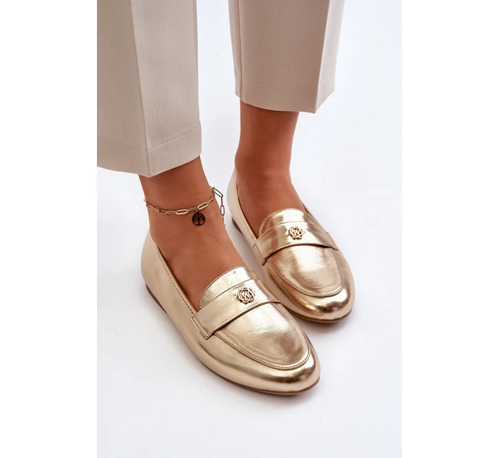 Dámské mokasíny na ploché podrážce zlaté model 21653969 - EVENTO