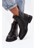Skórzane Ocieplane Botki Damskie D&A MK52-026 Czarne