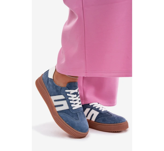 Dámské tenisky z přírodního semiše modré model 22027724 - EVENTO