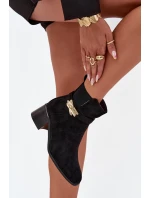 Dámske členkové topánky Sarona so zlatým zdobením - čierne Dámske členkové topánky Sarona so zlatým zdobením - čierne