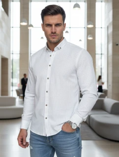 Pánska biela vzorovaná košeľa slim fit FashionStreet DX2693