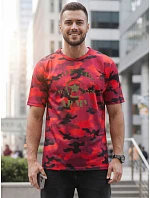 Tshirt męski z nadrukiem moro czerwony model 22223075 - FashionStreet