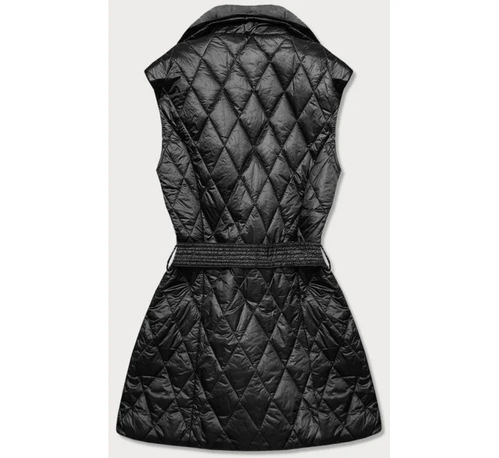 Čierna dámska vesta s golierom (JIN221)