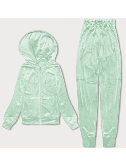 Dámska velúrová súprava v pistáciovej farbe s mikinou na zips (8C1176-39) Dámska velúrová súprava v pistáciovej farbe s mikinou na zips (8C1176-39)