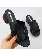 Dámske čierne kožené žabky Remonte R8759-01 Dámske čierne kožené žabky Remonte R8759-01